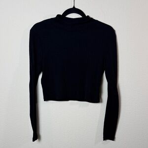 Altar'd State Black Long Sleeve Crop Top